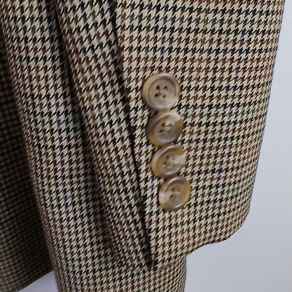 Lauren Ralph Lauren VTG 100% Wool Houndstooth Blazer Sport Coat Brown -Black-Tan - Picture 4 of 6